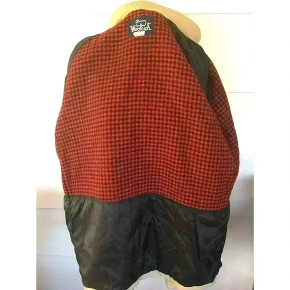 Woolrich Men's Large Field Coat/ Khaki 33801 red‎ plaid wool jacket outdoorsman - Picture 9 of 9